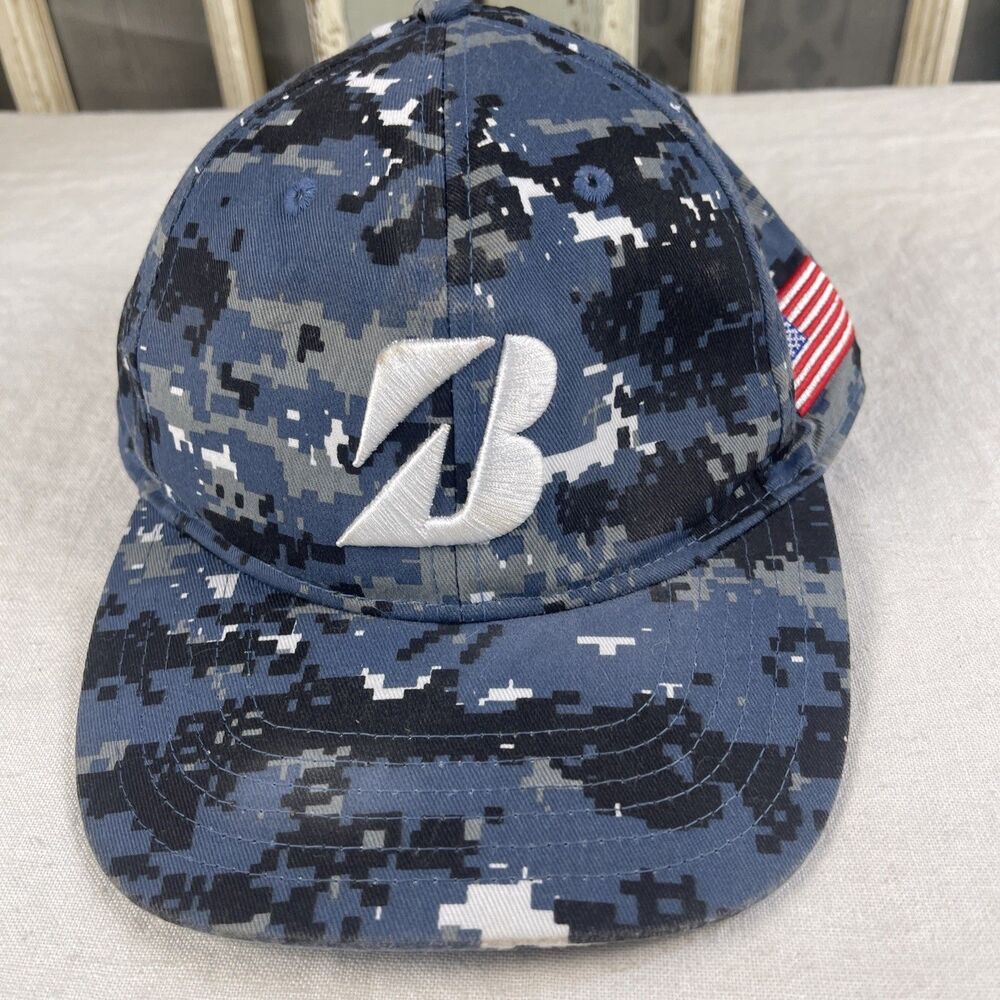Bridgestone Digital Camo Blue Adjustable Snapback Golf Hat/Cap Rare